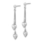 Sterling Silver Rhodium-Plated Polished Heart Post Dangle Earrings