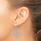 Sterling Silver Rhod-Pltd Polished/Textured Teardrop Dangle Earrings