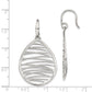 Sterling Silver Rhod-Pltd Polished/Textured Teardrop Dangle Earrings