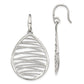 Sterling Silver Rhod-Pltd Polished/Textured Teardrop Dangle Earrings