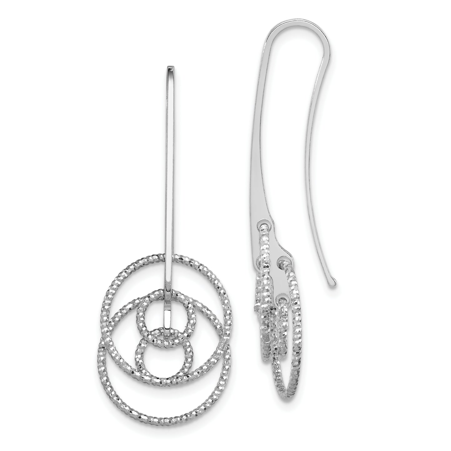 Sterling Silver Rhodium-Plated D/C Fancy Circles Dangle Earrings