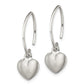 Sterling Silver Rhodium-Plated Satin Heart Dangle Earrings