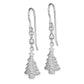 Sterling Silver Rhodium Plated Christmas Tree Dangle Earrings