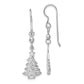 Sterling Silver Rhodium Plated Christmas Tree Dangle Earrings