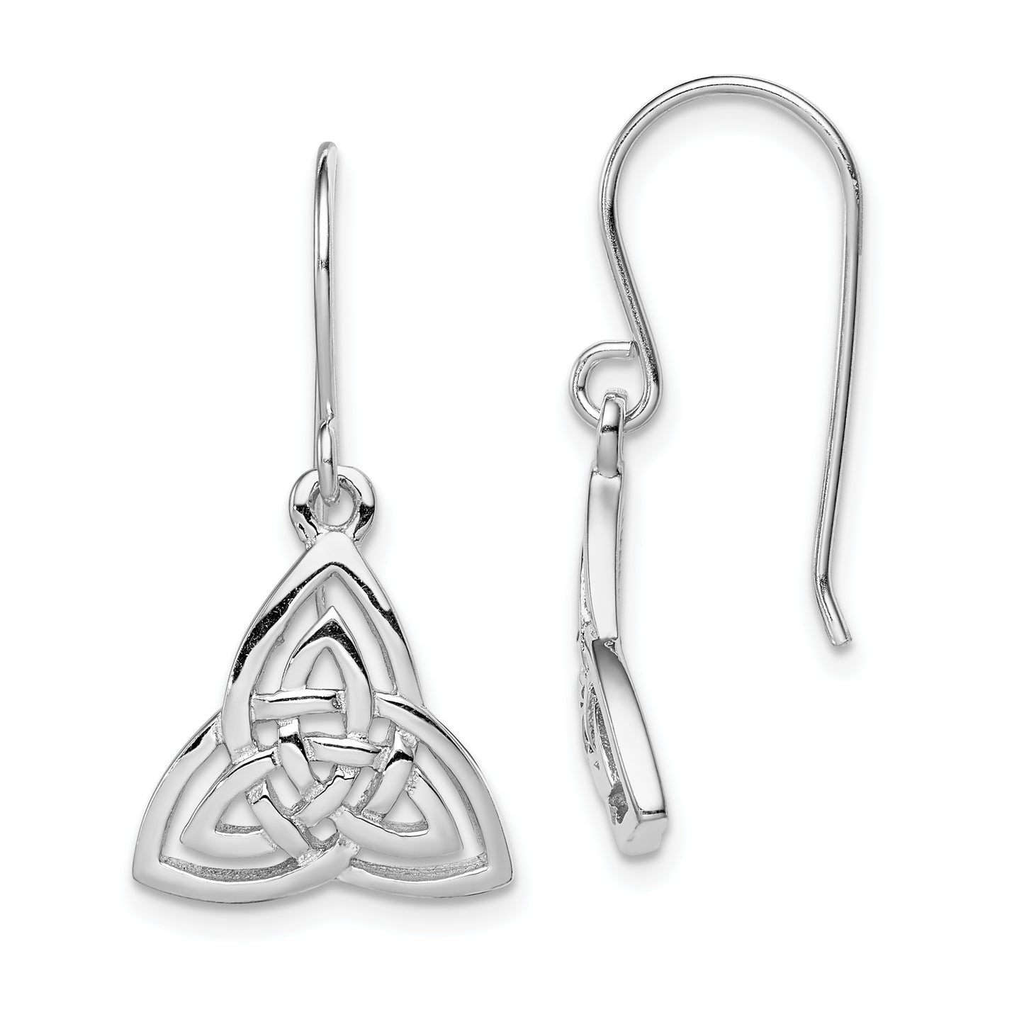 Sterling Silver Rhodium-Plated Polished Celtic Knot Dangle Earrings