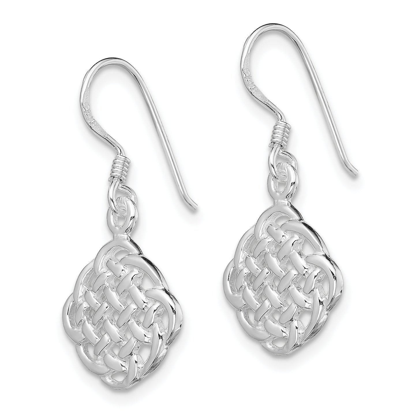 Sterling Silver Rhodium-Plated Celtic Dangle Earrings