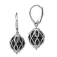 Sterling Silver Rhod-Plated Polished D/C Onyx Leverback Dangle Earrings