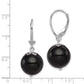 Sterling Silver Rhodium-Plated Polished Onyx Leverback Dangle Earrings