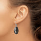 Sterling Silver Rhod-Plated Polished & D/C Onyx Leverback Dangle Earrings