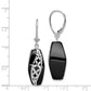 Sterling Silver Rhod-Plated Polished & D/C Onyx Leverback Dangle Earrings