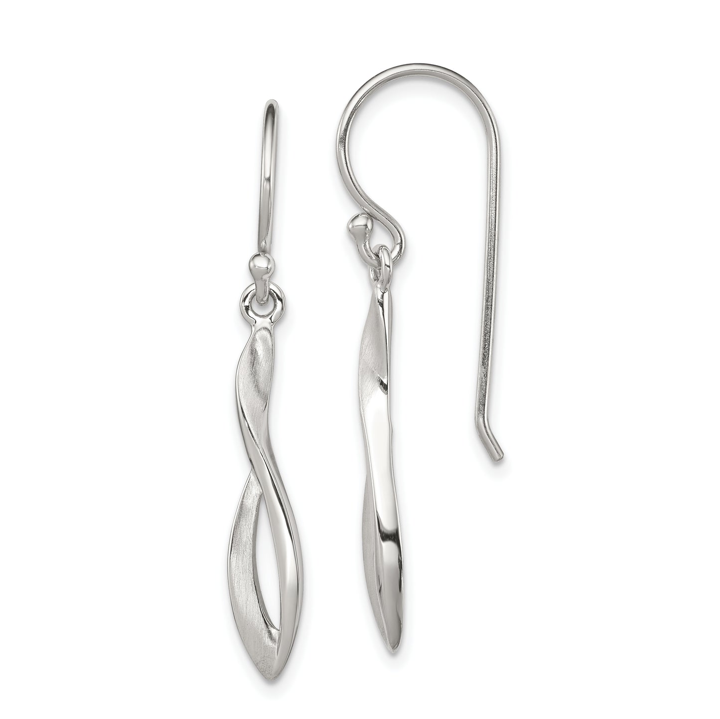 Sterling Silver Rhodium-Plated Polished Twisted Design Dangle Earrings