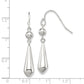 Sterling Silver Polished Beaded Teardrop Dangle Earrings