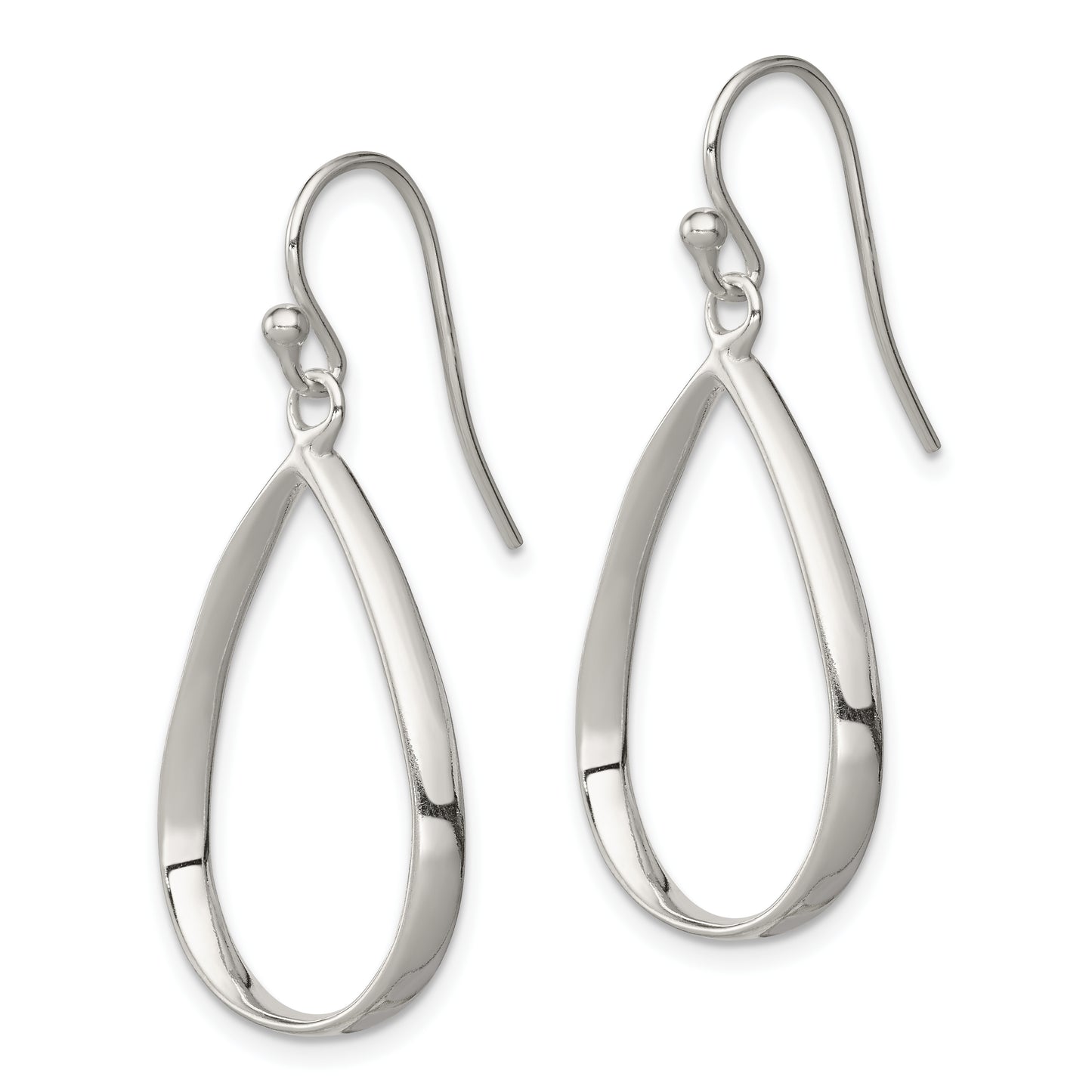 Sterling Silver Polished Teardrop Dangle Earrings