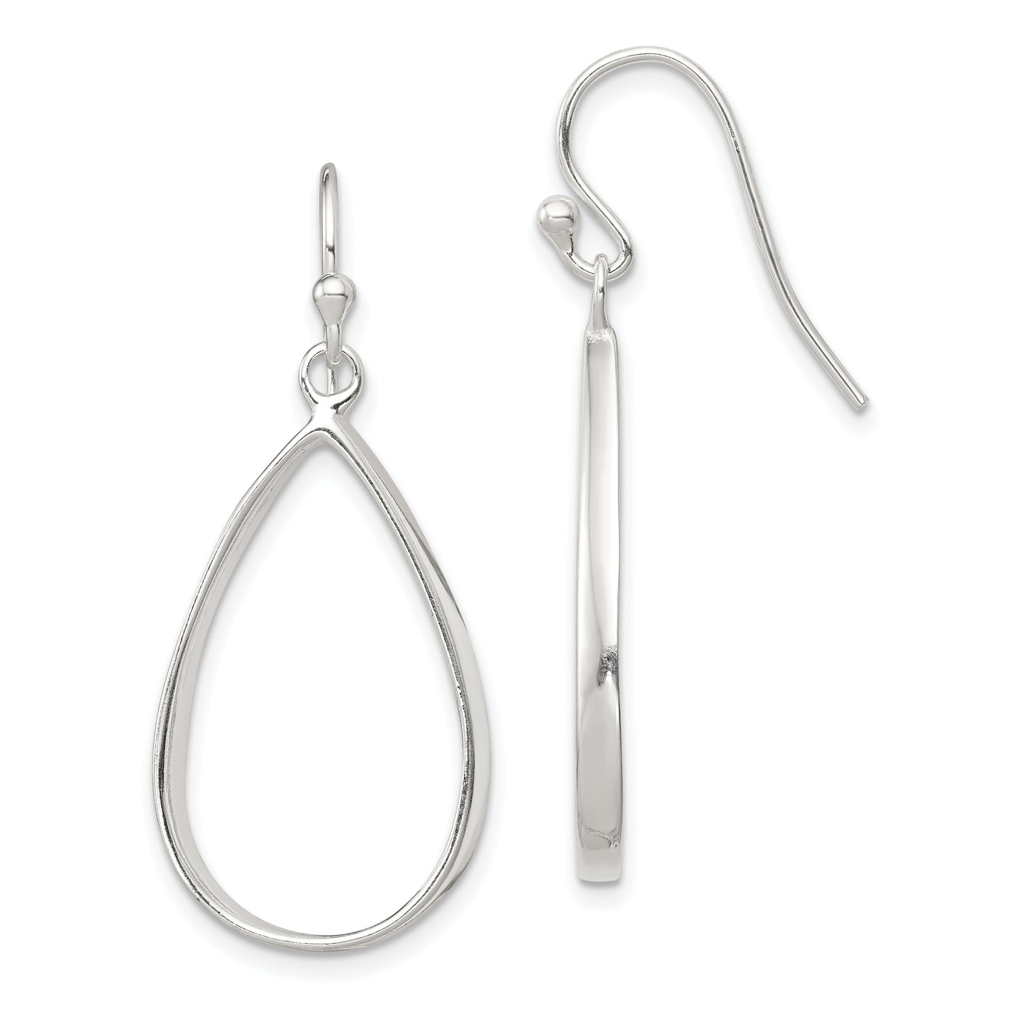 Sterling Silver Polished Teardrop Dangle Earrings