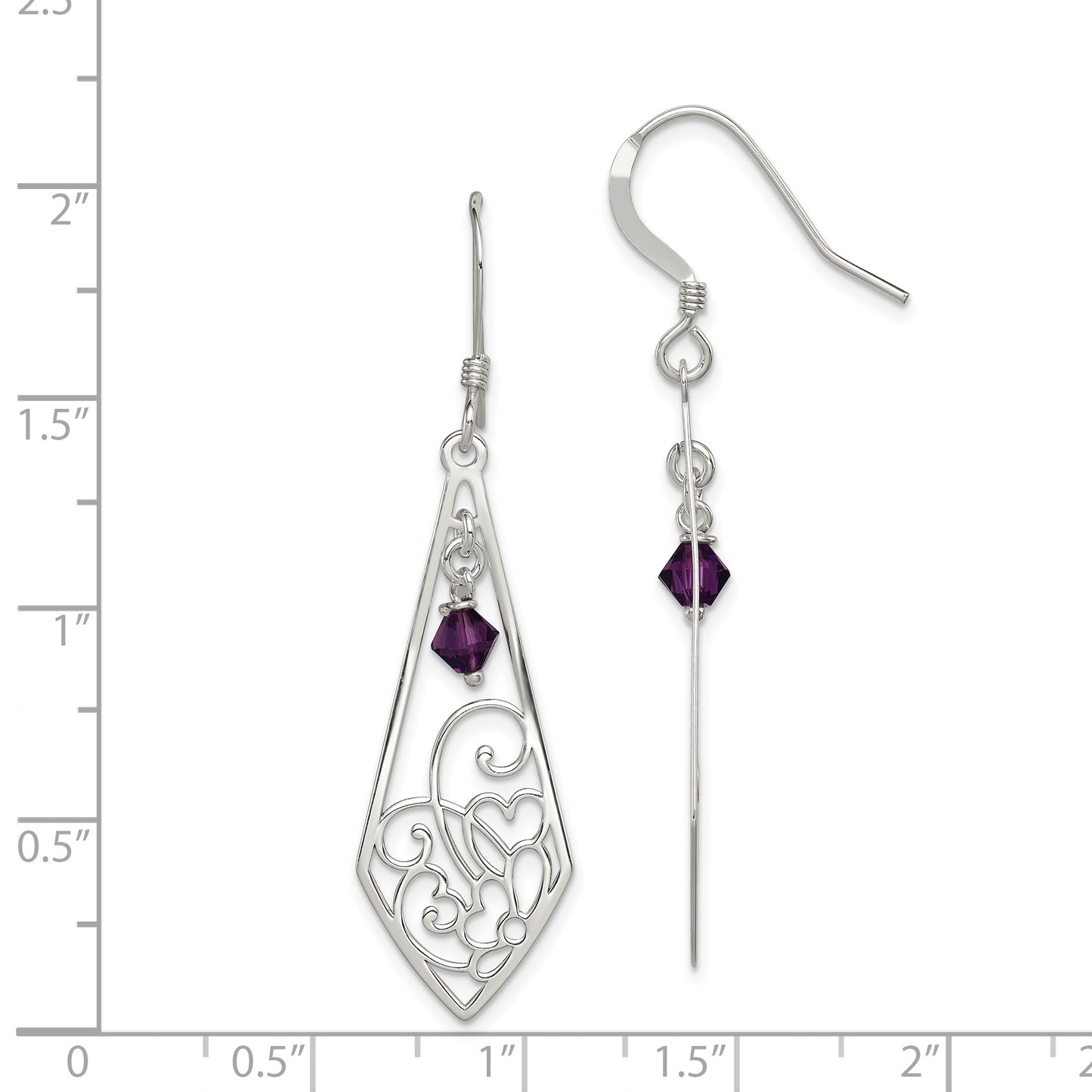 Sterling Silver Antiqued Amethyst Shepherd Hook Earrings