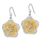 Sterling Silver Rhodium-Plated Gold-Tone Flower Dangle Earrings