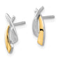 Ss/Gold Plated Sterling Silver Gold-Plated Polished & Satin Criss Cross Post Earrings