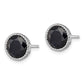 Sterling Silver Rhodium-Plated Black Sapphire Post Earrings