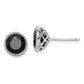 Sterling Silver Rhodium-Plated Black Sapphire Post Earrings