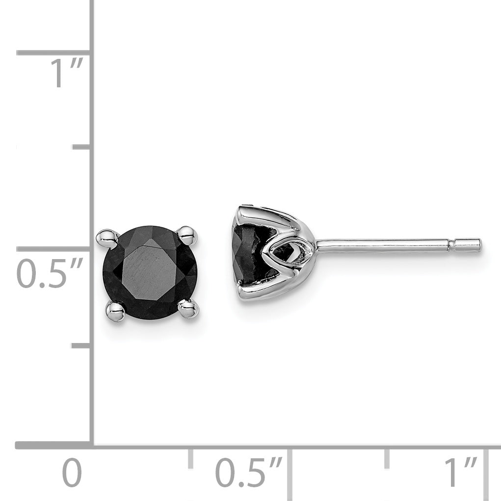 Sterling Silver Rhodium-Plated Black Sapphire Post Earrings