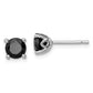 Sterling Silver Rhodium-Plated Black Sapphire Post Earrings