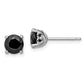 Sterling Silver Rhodium-Plated 6mm Black Sapphire Post Earrings