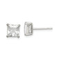 Sterling Silver Polished 6mm Princess Cz Stud Earrings