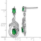 Sterling Silver Rhodium-Plated White/Green Cz Dangle Post Earrings