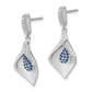 Sterling Silver Polished & Satin White Blue Cz Dangle Post Earrings