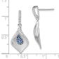 Sterling Silver Polished & Satin White Blue Cz Dangle Post Earrings