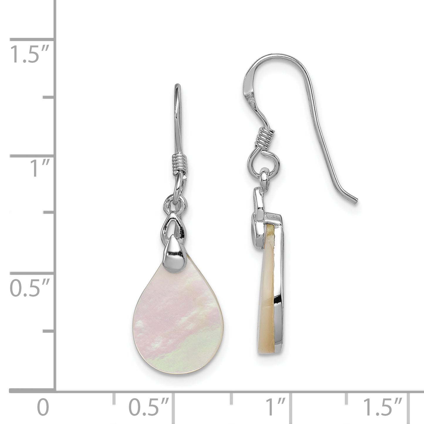 Sterling Silver Rhodium-Plated Polished Mother Of Pearl Teardrop Dangle Earrings