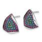 Sterling Silver W/ Black Rhodium Synthetic Spinel & Ruby Triangle Post Earrings