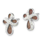 Sterling Silver Polished Pink Laser Glitter & Crystal Cross Post Earrings