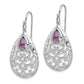 Sterling Silver Rhodium-Plated Amethyst Teardrop Shepherd Hook Earrings