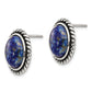 Sterling Silver Polished/Antiqued Lapis Cabochon Post Earrings