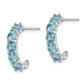 Sterling Silver Rhodium-Plated Blue Topaz J-Hoop Earrings