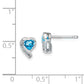 Sterling Silver Rhodium-Plated Blue Topaz And Diamond Heart Earrings