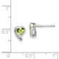 Sterling Silver Rhodium-Plated Peridot And Diamond Heart Earrings