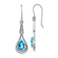 Sterling Silver Rhodium-Plated Cz And Blue Topaz Dangle Earrings