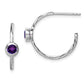 Sterling Silver Rhodium-Plated Amethyst Post Hoop Earrings