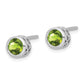 Sterling Silver Rhodium-Plated Polished Peridot Round Post Earrings