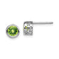 Sterling Silver Rhodium-Plated Polished Peridot Round Post Earrings