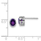 Sterling Silver Rhodium-Plated Polished Amethyst Oval Post Earrings