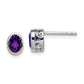 Sterling Silver Rhodium-Plated Polished Amethyst Oval Post Earrings