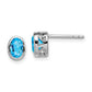 Sterling Silver Rhodium-Plated Polished Blue Topaz Oval Post Earrings