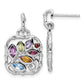 Sterling Silver Rhodium-Plated Multi Gemstone Post Dangle Earrings