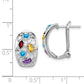 Sterling Silver Ss Rhodium-Plated Amethyst/Blue Topaz/Garnet/Citrine Omega Back Earrings