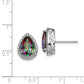 Sterling Silver Rhodium Polished Mystic Topaz & Cz Post Earrings