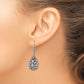 Sterling Silver Rhodium Diamond Filigree Teardrop Leverback Earrings