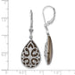 Sterling Silver Rhodium Diamond Filigree Teardrop Leverback Earrings